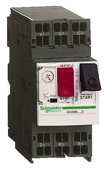 Schneider Electric - 1 Amp, 690 VAC at 50/60 Hz, 3 Pole, Bolt On, Clip Motor Circuit Breaker - Thermal Magnetic Trip, Multiple Breaking Capacity Ratings, 78mm Deep x 101mm High x 45mm Wide - Benchmark Tooling
