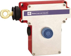 Telemecanique Sensors - 10 Amp, 2NO/2NC Configuration, Left Hand Operation, Rope Operated Limit Switch - Pushbutton Reset, Rope Pull, No Pilot Light, 300 VAC - Benchmark Tooling