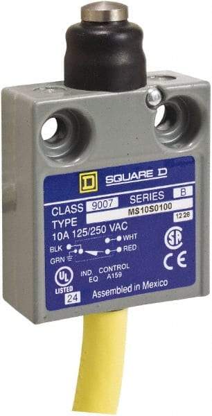 Square D - SPDT, NC/NO, 240 VAC, Prewired Terminal, Plunger Actuator, General Purpose Limit Switch - 1, 2, 4, 6, 6P NEMA Rating, IP67 IPR Rating, 80 Ounce Operating Force - Benchmark Tooling