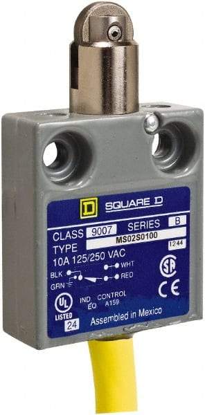 Square D - SPDT, NC/NO, 240 VAC, Prewired Terminal, Roller Plunger Actuator, General Purpose Limit Switch - 1 NEMA Rating, IP20 IPR Rating, 18 Ounce Operating Force - Benchmark Tooling