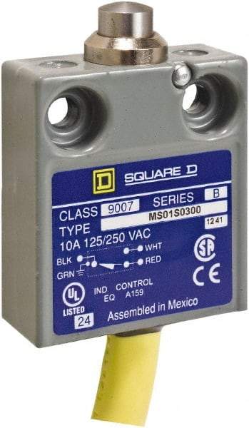 Square D - SPDT, NC/NO, Prewired Terminal, Plunger Actuator, General Purpose Limit Switch - 1, 2, 4, 6, 6P NEMA Rating, IP67 IPR Rating, 80 Ounce Operating Force - Benchmark Tooling