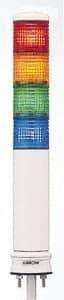 Schneider Electric - Blue, Green, Orange & Red LED Flashing & Steady Stackable Tower Light with Buzzer - 70 to 85 dB, Base Mount, IP54, 24V, 14 to 122°F - Benchmark Tooling