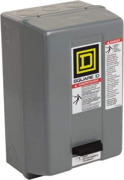 Square D - 110 Coil VAC at 50 Hz, 120 Coil VAC at 60 Hz, 9 Amp, Nonreversible Enclosed Enclosure NEMA Motor Starter - 1 hp at 1 Phase, 1 Enclosure Rating - Benchmark Tooling