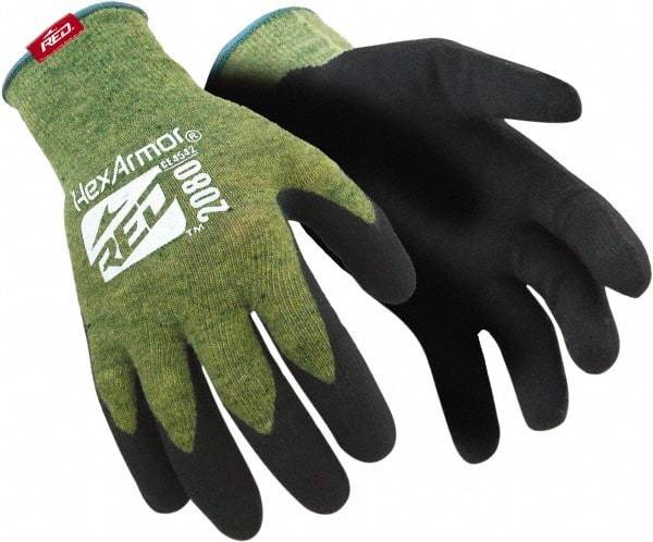 HexArmor - Size S (7), ANSI Cut Lvl A6, Puncture Lvl 3, Nitrile Coated Kevlar Cut Resistant Gloves - 11" Long, Palm Coated, Black, Paired - Benchmark Tooling