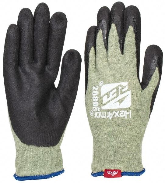 HexArmor - Size M (8), ANSI Cut Lvl A6, Puncture Lvl 3, Nitrile Coated Kevlar Cut Resistant Gloves - 11" Long, Palm Coated, Black, Paired - Benchmark Tooling