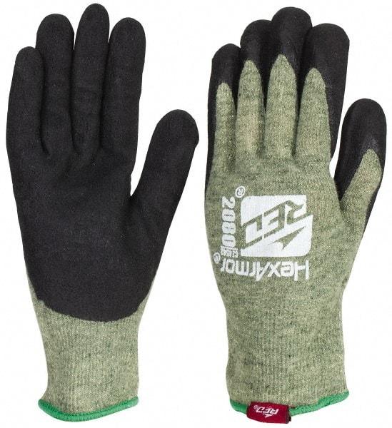 HexArmor - Size L (9), ANSI Cut Lvl A6, Puncture Lvl 3, Nitrile Coated Kevlar Cut Resistant Gloves - 11" Long, Palm Coated, Black, Paired - Benchmark Tooling