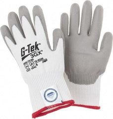 PIP - Size S, ANSI Cut Lvl A4, Cut Resistant Gloves - Palm & Fingers Coated, White/Gray - Benchmark Tooling