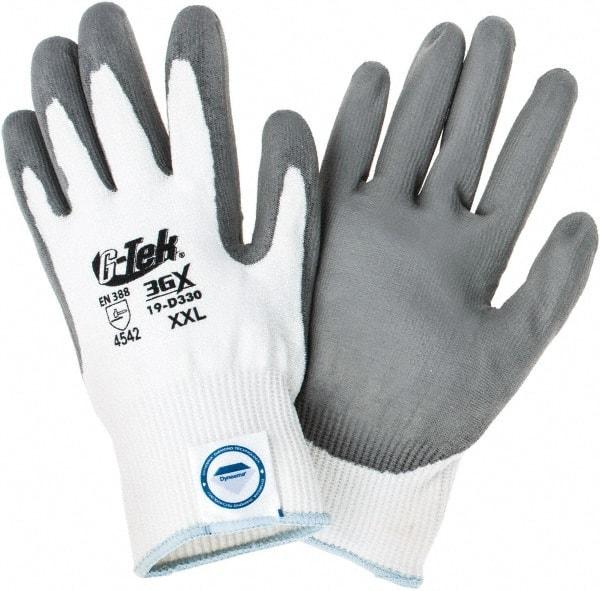 PIP - Size 2XL, ANSI Cut Lvl A4, Cut Resistant Gloves - Palm & Fingers Coated, White/Gray - Benchmark Tooling