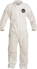 Disposable Coveralls: Size Medium, Film Laminate, Zipper Closure White, Sewn Seam, Elastic Cuff, Elastic Ankle, ISO Non-Cleanroom Class