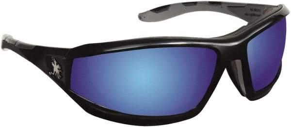 MCR Safety - Blue Mirror Lenses, Framed Safety Glasses - Scratch Resistant, Polycarbonate Frame, Size Universal, Wrap Around - Benchmark Tooling