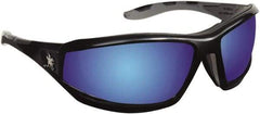 MCR Safety - Blue Mirror Lenses, Framed Safety Glasses - Scratch Resistant, Polycarbonate Frame, Size Universal, Wrap Around - Benchmark Tooling