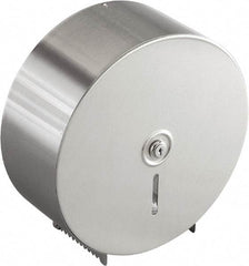 Bobrick - Jumbo Single Roll Stainless Steel Toilet Tissue Dispenser - 10.63" Wide x 10-5/8" High x 4-1/2" Deep, Silver - Benchmark Tooling