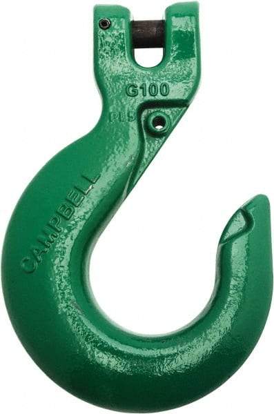 Campbell - 1/2" Chain Diam, 100 Chain Grade Clevis Hook - 15,000 Lb Capacity, 39/64" ID, 39/64" Pin Diam, 1-11/16" Hook Throat - Benchmark Tooling