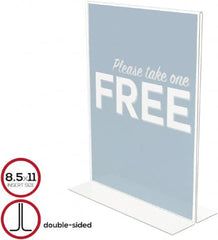 Deflect-o - 8-1/2" Wide x 11" High Sign Compatiblity, Plastic Sign Holder - Clear, 11" Holder Height - Benchmark Tooling