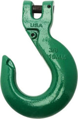 Campbell - 3/8" Chain Diam, 100 Chain Grade Clevis Hook - 8,800 Lb Capacity, 1/2" ID, 1/2" Pin Diam, 1-15/32" Hook Throat - Benchmark Tooling