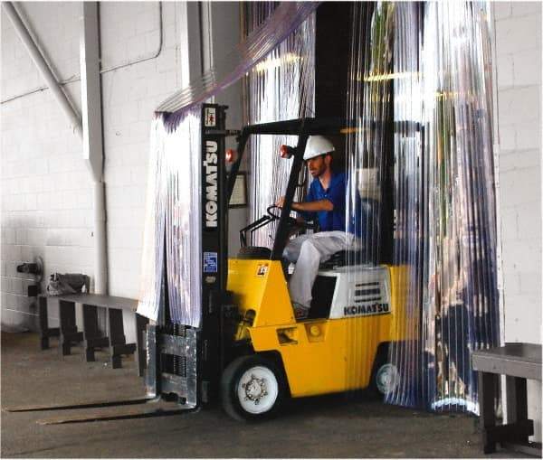 Clearway Door - 10' Door Width x 8' Door Height Flexible PVC Low Temperature/Ribbed Strip Door Kit - 8" Strip Width x 0.072" Strip Thickness, Clear, 50% Overlap - Benchmark Tooling