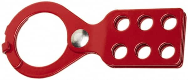 Ability One - Single Jaw, 1-1/2" Jaw Diam, 6 PadLocks, Steel Lockout Hasp - Scissor Action, Red - Benchmark Tooling