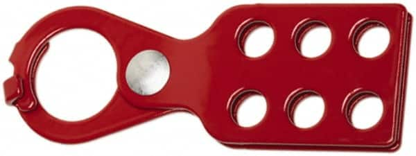 Ability One - Single Jaw, 1" Jaw Diam, 6 PadLocks, Steel Lockout Hasp - Scissor Action, Red - Benchmark Tooling