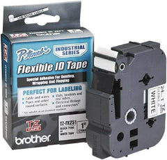 Brother - 1" Wide x 314.4" Long, White Plastic/Paper Tape Cassette - For Label Maker - Benchmark Tooling