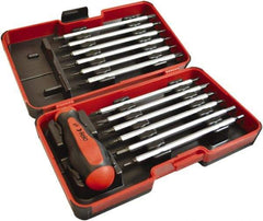 Felo - 13 Piece, 1/4" Drive Screwdriver Bit Set - #1 to #3 Phillips, 3 to 6mm Hex, T6 to T40 Torx, #1, #2 & #3 Pozidriv, 5/32, 7/32 & 1/4" Slotted - Benchmark Tooling