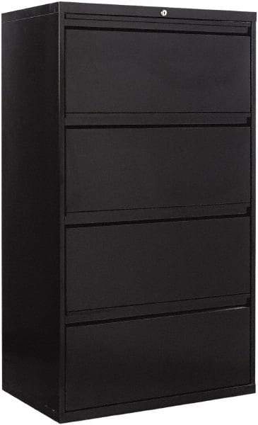 ALERA - 30" Wide x 53-1/4" High x 19-1/4" Deep, 4 Drawer Lateral File - Steel, Black - Benchmark Tooling