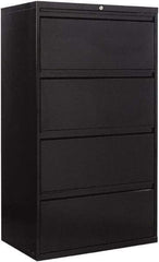 ALERA - 30" Wide x 53-1/4" High x 19-1/4" Deep, 4 Drawer Lateral File - Steel, Black - Benchmark Tooling