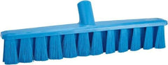 Vikan - 15.25" Fine Particle Polyester Push Broom - 1-7/8" Bristle Length, Plastic Block, European Threaded Handle Connection, Handle Sold Separately - Benchmark Tooling