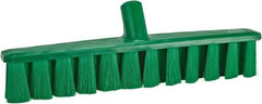 Vikan - 15.25" Fine Particle Polyester Push Broom - 1-7/8" Bristle Length, Plastic Block, European Threaded Handle Connection, Handle Sold Separately - Benchmark Tooling