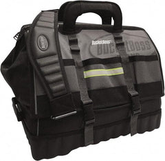 Bucket Boss - 18 Pocket Gray & Black Polyester Tool Bag - 18" Wide x 11" Deep x 16" High - Benchmark Tooling