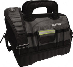 Bucket Boss - 14 Pocket Gray & Black Polyester Tool Bag - 14" Wide x 10" Deep x 11" High - Benchmark Tooling