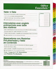 Office Essentials - 11 x 8 1/2" 1 to 31" Label, 31 Tabs, 3-Hole Punched, Preprinted Divider - Multicolor Tabs, White Folder - Benchmark Tooling