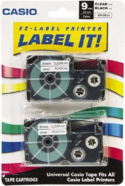 Casio - 0.354" Wide x 312" Long, Clear Plastic/Paper Tape Cassette - For Label Maker - Benchmark Tooling