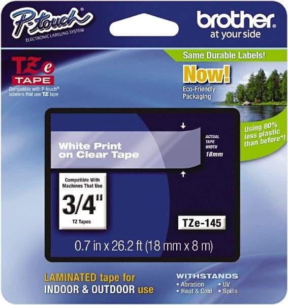 Brother - 3/4" Wide x 314.4" Long, Clear Plastic/Paper Tape Cassette - For Label Maker - Benchmark Tooling