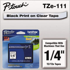 Brother - 1/4" Wide x 314.4" Long, Clear Plastic/Paper Tape Cassette - For Label Maker - Benchmark Tooling