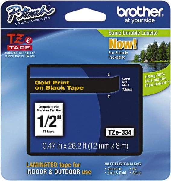 Brother - 1/2" Wide x 314.4" Long, Black Plastic/Paper Tape Cassette - For Label Maker - Benchmark Tooling