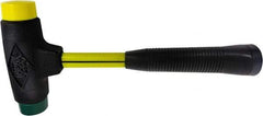 NUPLA - 1-1/4 Lb Head 1-1/2" Face Composite Dead Blow Replaceable Tip Sledge Hammer - 12-1/2" OAL, Fiberglass Handle - Benchmark Tooling