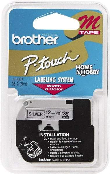 Brother - 1/2" Wide, Silver Tape Cassette - For Label Maker - Benchmark Tooling