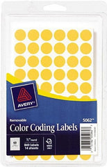 AVERY - 1/2" Wide x 1/2" Long, Neon Orange Paper Color Coding Labels - For Handwrite Only - Benchmark Tooling