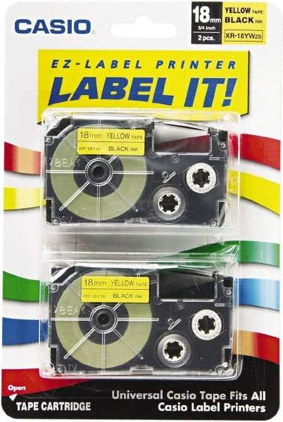 Casio - 312" Long, Yellow Tape Cassette - For Label Maker - Benchmark Tooling