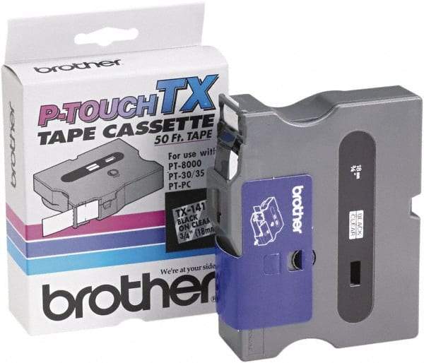 Brother - 3/4" Wide x 600" Long, Clear Tape Cassette - For Label Maker - Benchmark Tooling