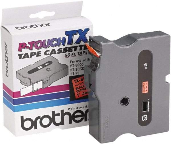 Brother - 1" Wide x 600" Long, Fluorescent Orange Tape Cassette - For Label Maker - Benchmark Tooling