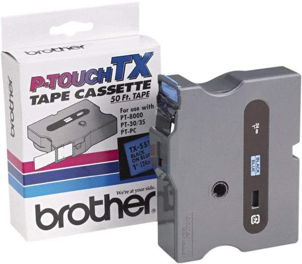 Brother - 1" Wide x 600" Long, Blue Tape Cassette - For Label Maker - Benchmark Tooling