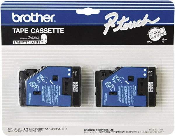 Brother - 1/2" Wide x 312" Long, Clear Label Tape - For Label Maker - Benchmark Tooling