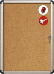 MasterVision - 28" Wide x 38" High Enclosed Cork Bulletin Board - Aluminum Frame, Tan & Aluminum - Benchmark Tooling