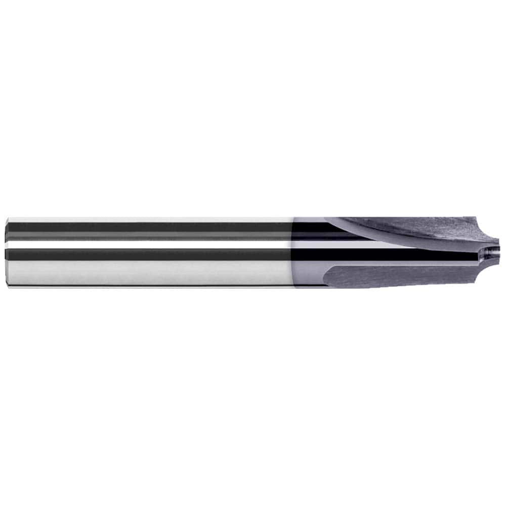 Corner Rounding End Mill: 0.03″ Radius, 0.125″ Diam, 3 Flutes, Solid Carbide 1.5″ OAL, 1″ Shank Dia, AlTiN Finish, Single End