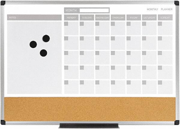 MasterVision - 18" High x 24" Wide Combination, Bulletin/Magnetic Dry Erase Calendar - Steel - Benchmark Tooling