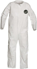 Disposable Coveralls: Size Small, 1.5 oz, SMS, Zipper Closure White, Serged Seam, Open Cuff, Open Ankle, ISO Non-Cleanroom Class