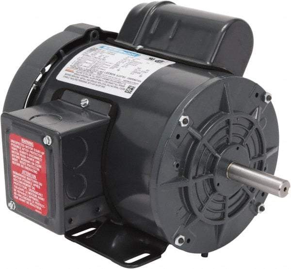 Leeson - 3/4 Max hp, 1,800 Max RPM, Capacitor Start Electric AC DC Motor - 115-208/230 V Input, Single Phase, 56 Frame, Rigid Base Mount, TEFC Enclosure - Benchmark Tooling