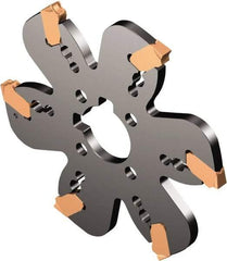 Sandvik Coromant - Arbor Hole Connection, 3/16" Cutting Width, 2.4252" Depth of Cut, 8" Cutter Diam, 1-1/2" Hole Diam, 14 Tooth Indexable Slotting Cutter - AQD..Y Toolholder, J Insert, Right Hand Cutting Direction - Benchmark Tooling