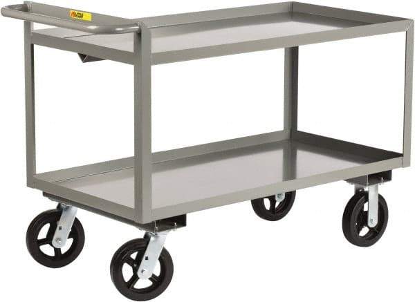 Little Giant - 2,000 Lb Capacity, 30" Wide x 65-1/2" Long x 30" High Shelf Cart - 2 Shelf, Steel, 2 Rigid/2 Swivel Casters - Benchmark Tooling